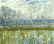 Alfred Sisley vid loings stander oil painting